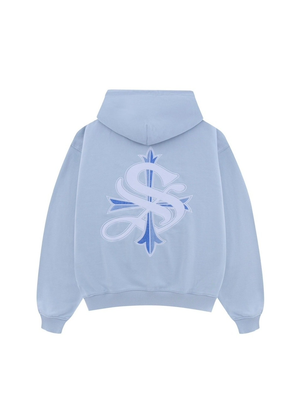 【SUPPLIER】2-Tone Rhinestone Cross Zip Hoodie