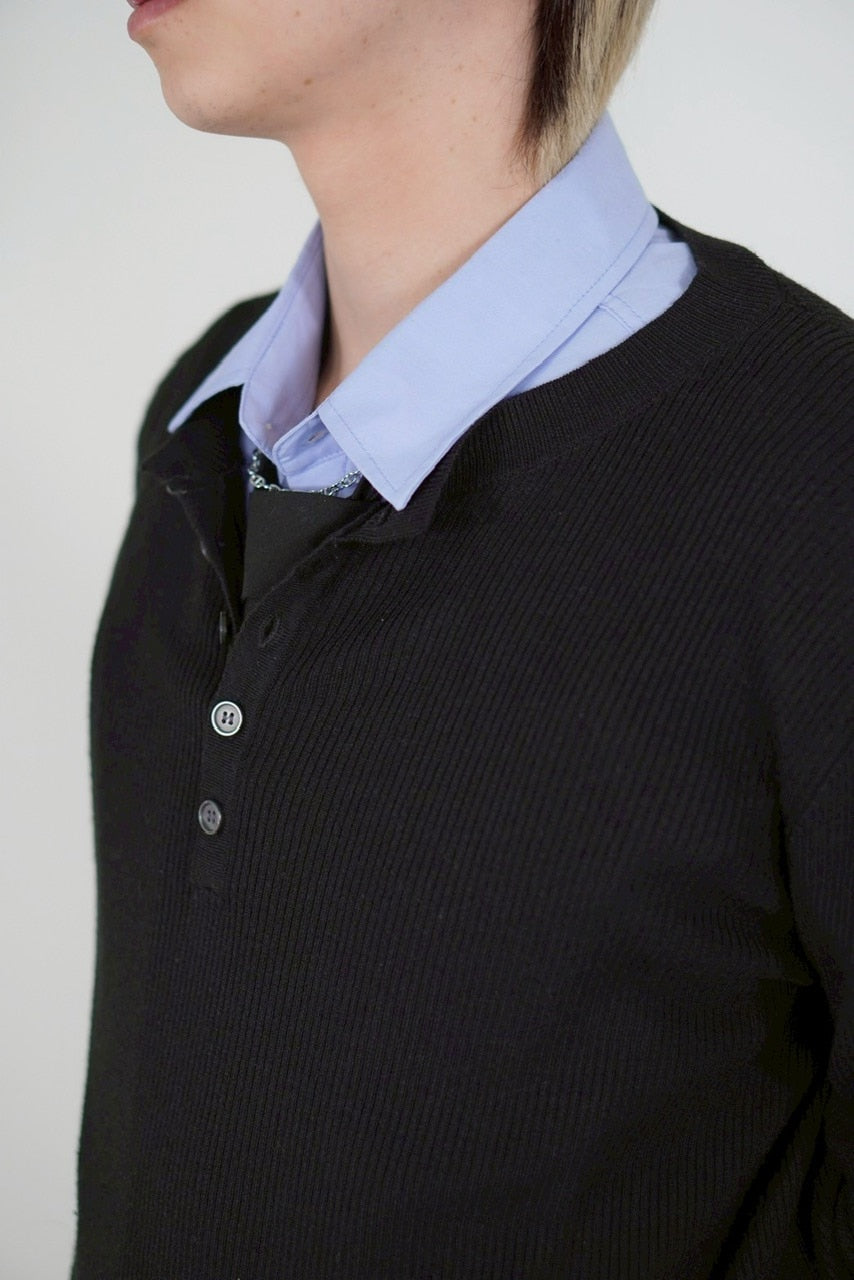 【Chikashitsu +】henry neck long sleeve knit (4color)