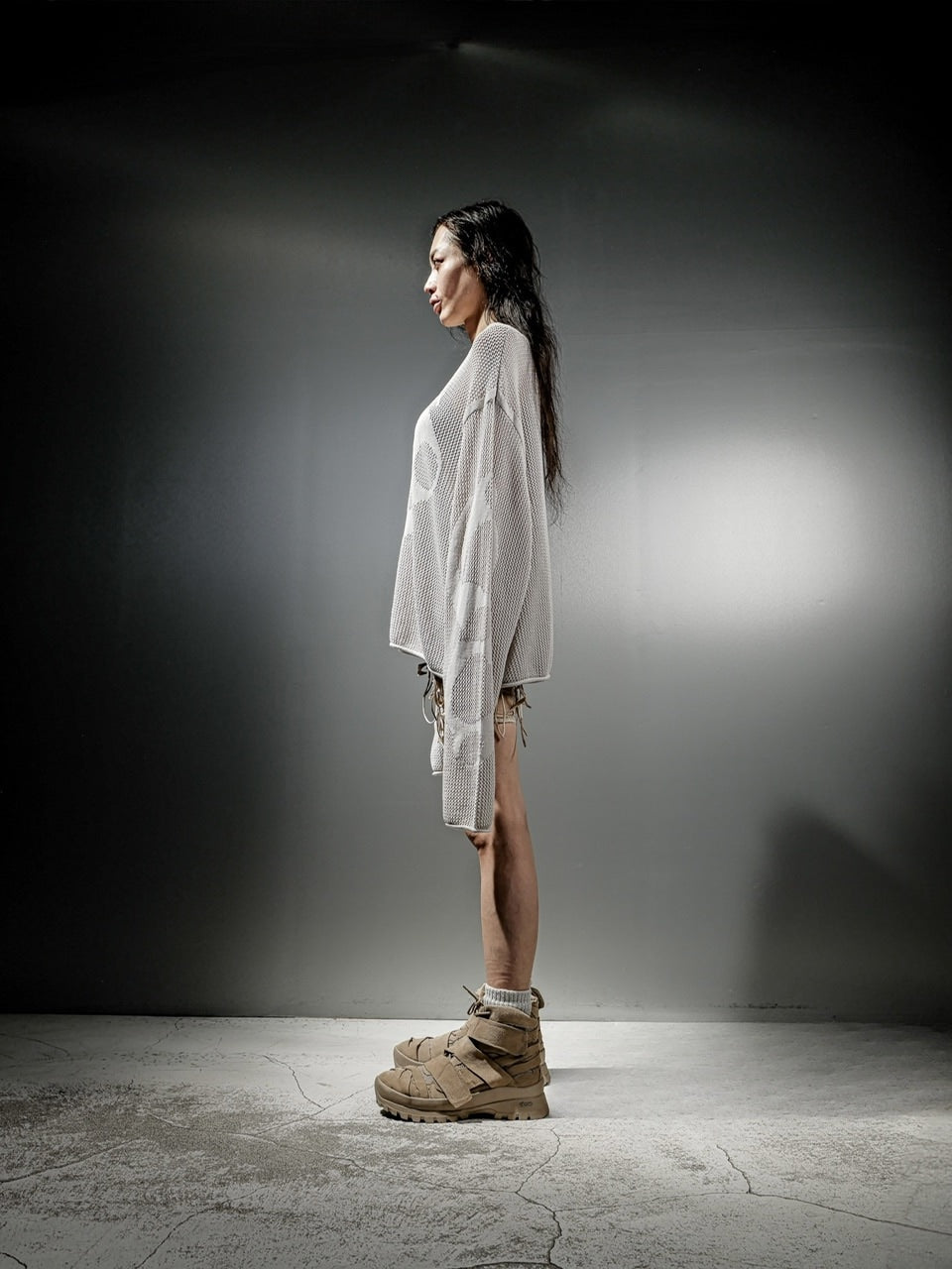 【DIG YOUR OWN GRAVE】MESH DIG LOGO KNIT / 【ディグユアオウングレイブ】メッシュロゴ長袖ニット