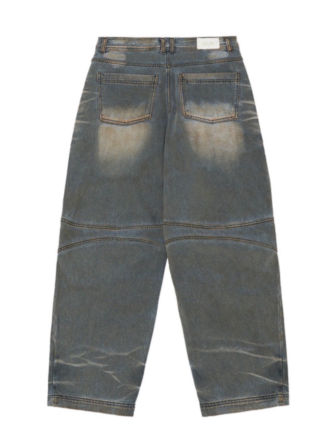 【BLR BLUER】EMBOSSED WAVE WASHING WIDE DENIM PANTS