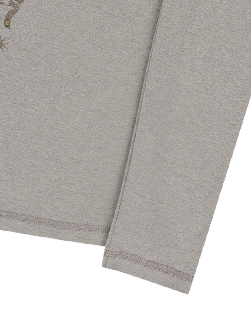 【AAKAM】Studded Leaf Hooded Long Sleeve