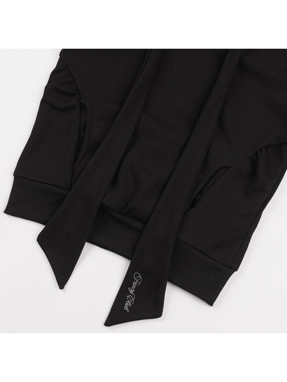 【FANCY CLUB】PUFF ROUND SCARF HOODIE / 【ファンシークラブ】パフスリーブラウンドネックスカーフショートパーカー