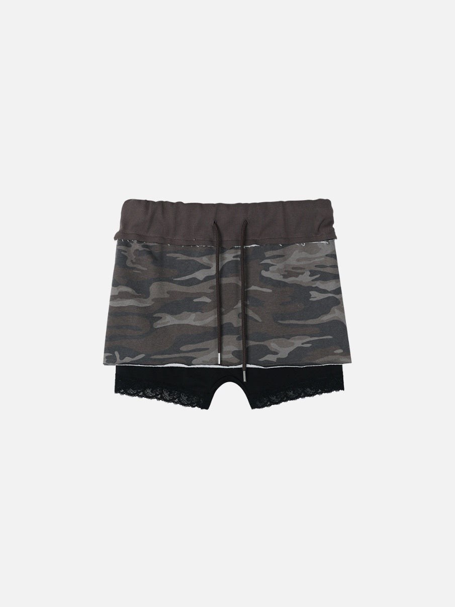 【GATELESS】CAMOUFLAGE MINI SKIRT PANTS