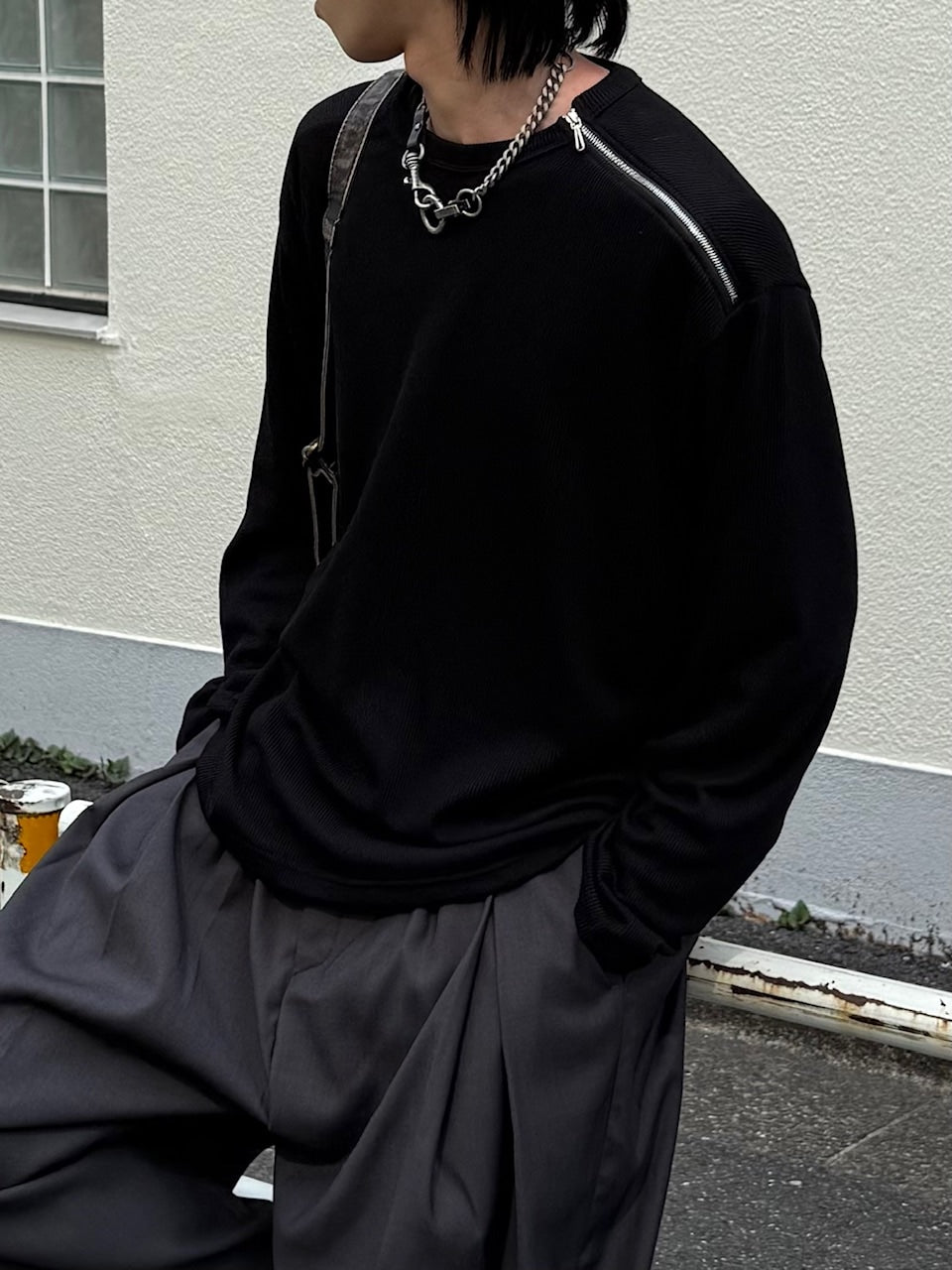 大阪店WEB限定【Chikashitsu +】shoulder zip long sleeve (2color)
