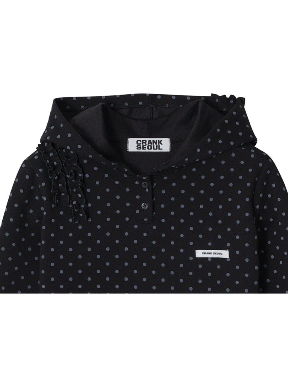 【CRANK】DOT FRILL HOODIE / 【クランク】ドットフリルフード付き長袖Tシャツ