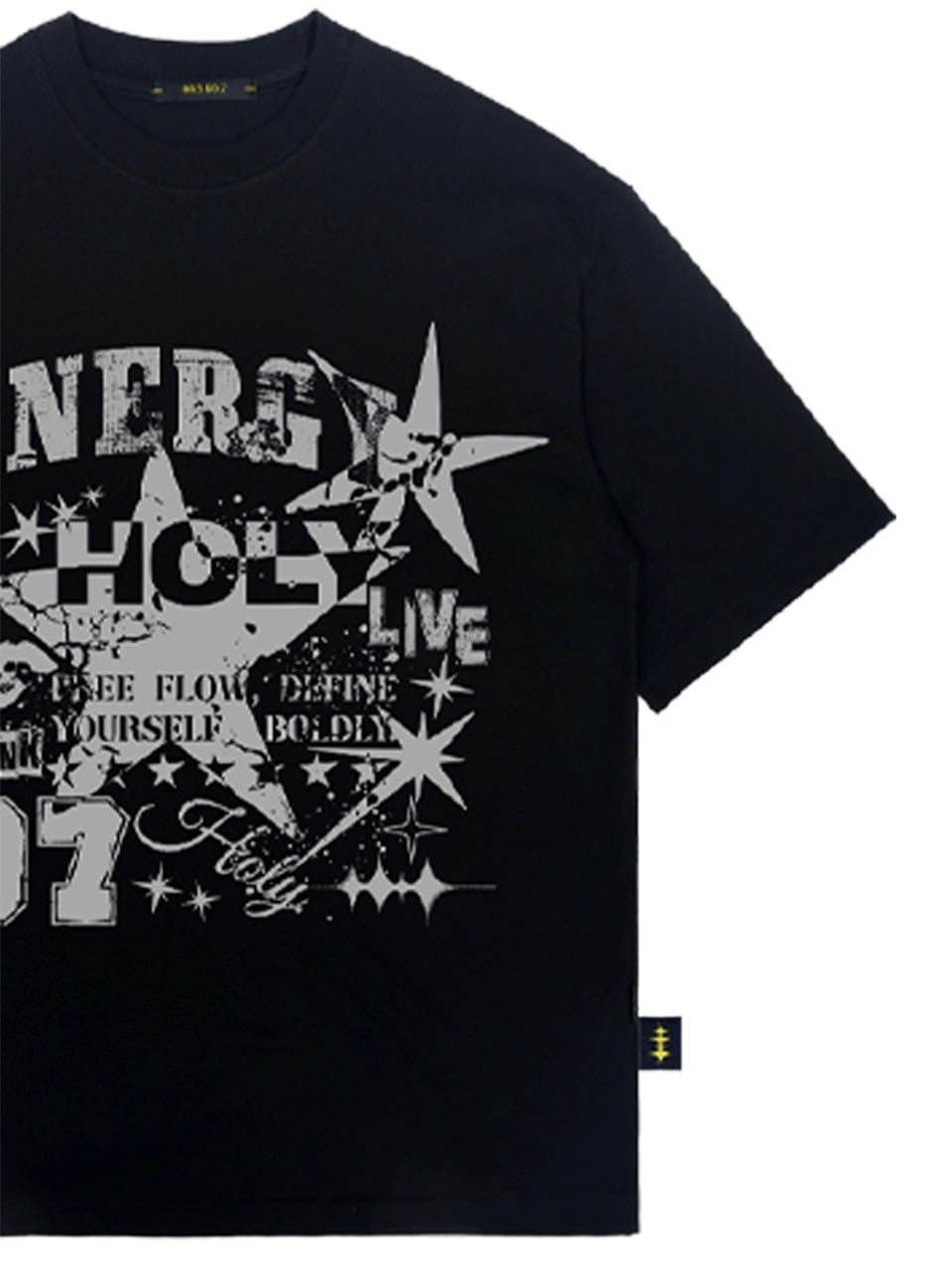 【HOLY NUMBER 7】OVERSIZED HIP HOP FIT STAR GRAPHIC T-SHIRT