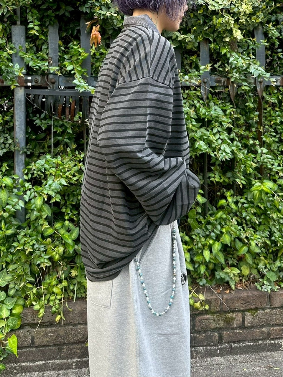 受注制【youll】pigment border polo long tee (2color)