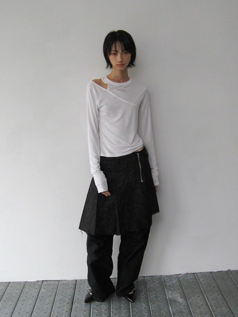 【ROCK CAKE】One Shoulder Layered Top
