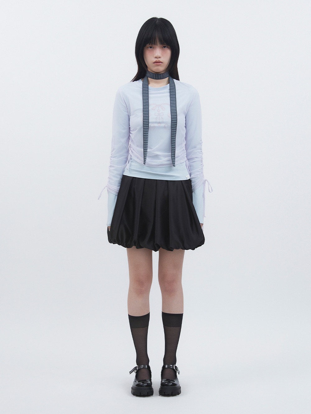 【TUOMIO】SATIN BALLOON SKIRT
