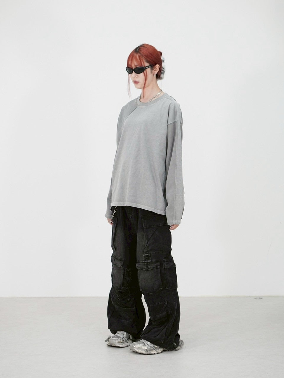 受注制【Chikashitsu +】switching waffle long sleeve (3color)