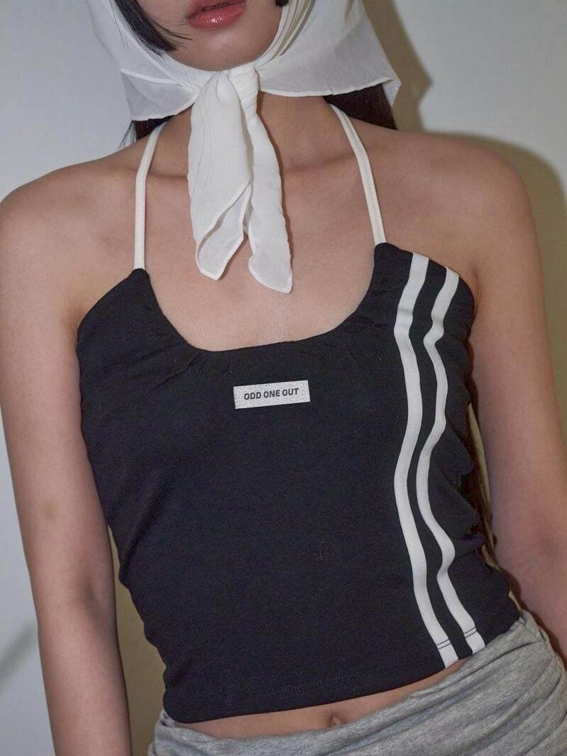 【ODDONEOUT】TWO LINE HALTER NECK TOP