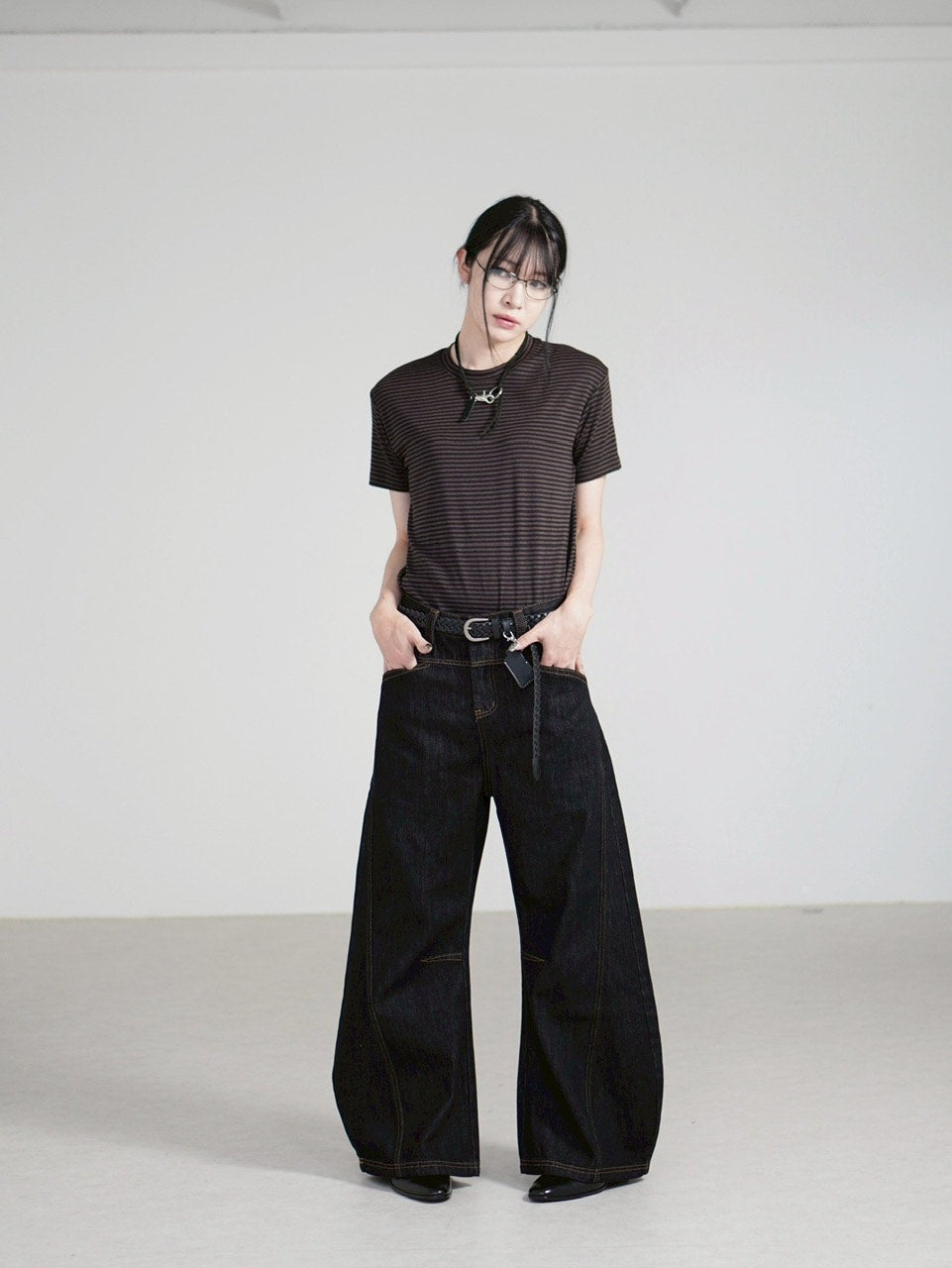 受注制【Chikashitsu +】tight fit border t-shirt (3color