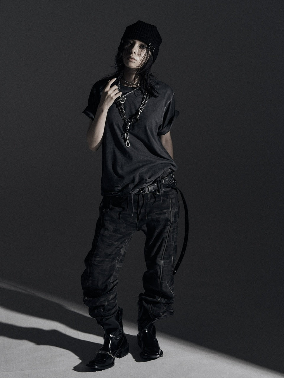 【Rosen Kreuz】ZIP WIDE BAGGY PANTS