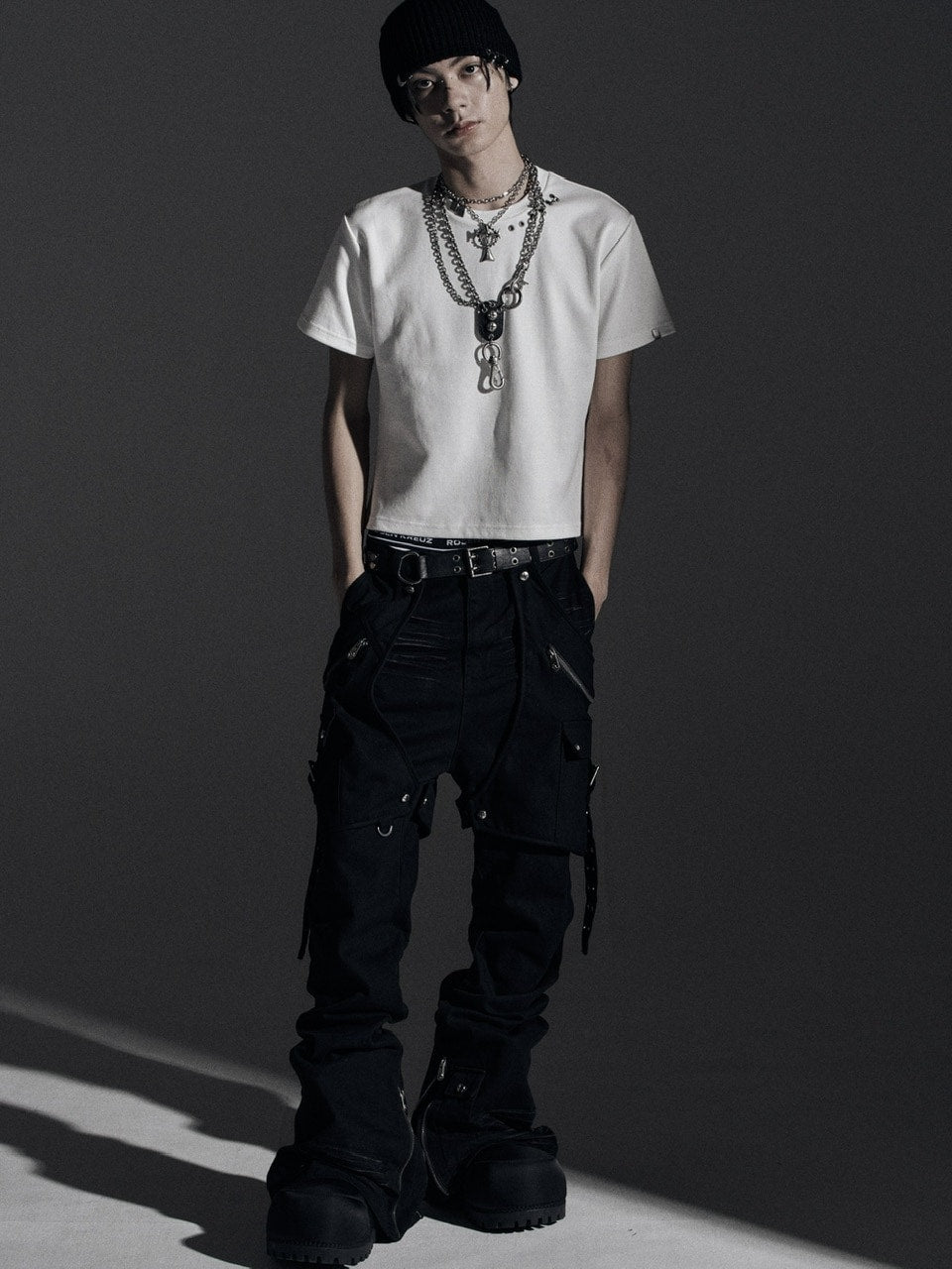 【Rosen Kreuz】SIDE BELT DOCKING FLARE PANTS