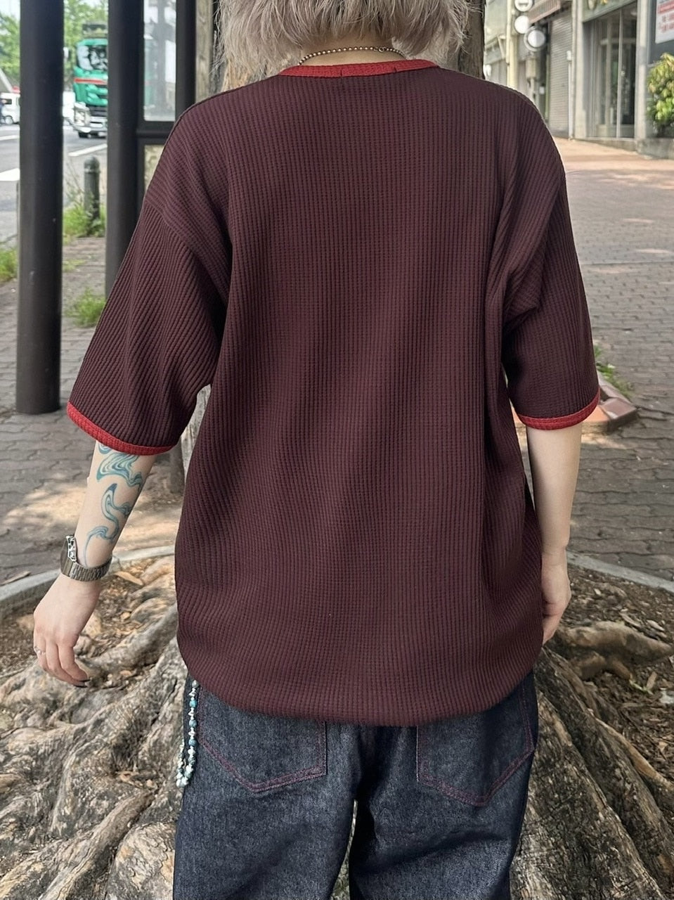 受注制【youll】henry neck waffle tee (3color)