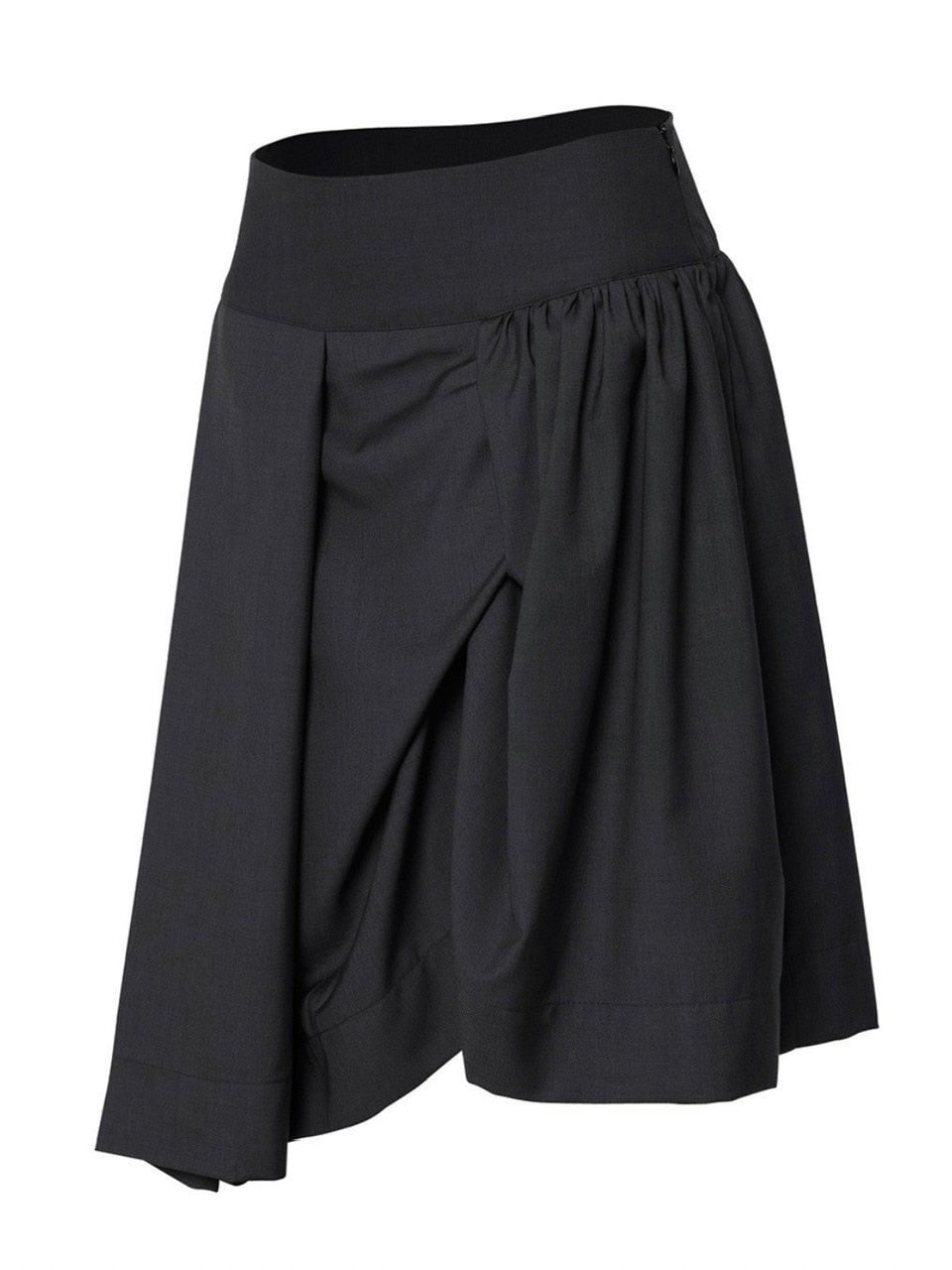 【FLAREUP】Asymmetrical Draped Midi Skirt