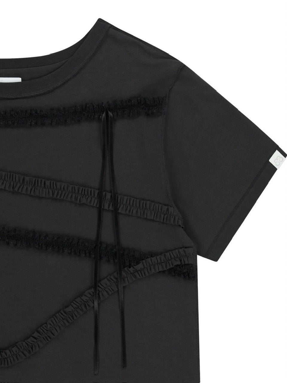 【TUOMIO】LACE STRAP OVERSIZED T-SHIRT / 【トゥオミオ】レースストラップオーバーサイズ半袖Tシャツ