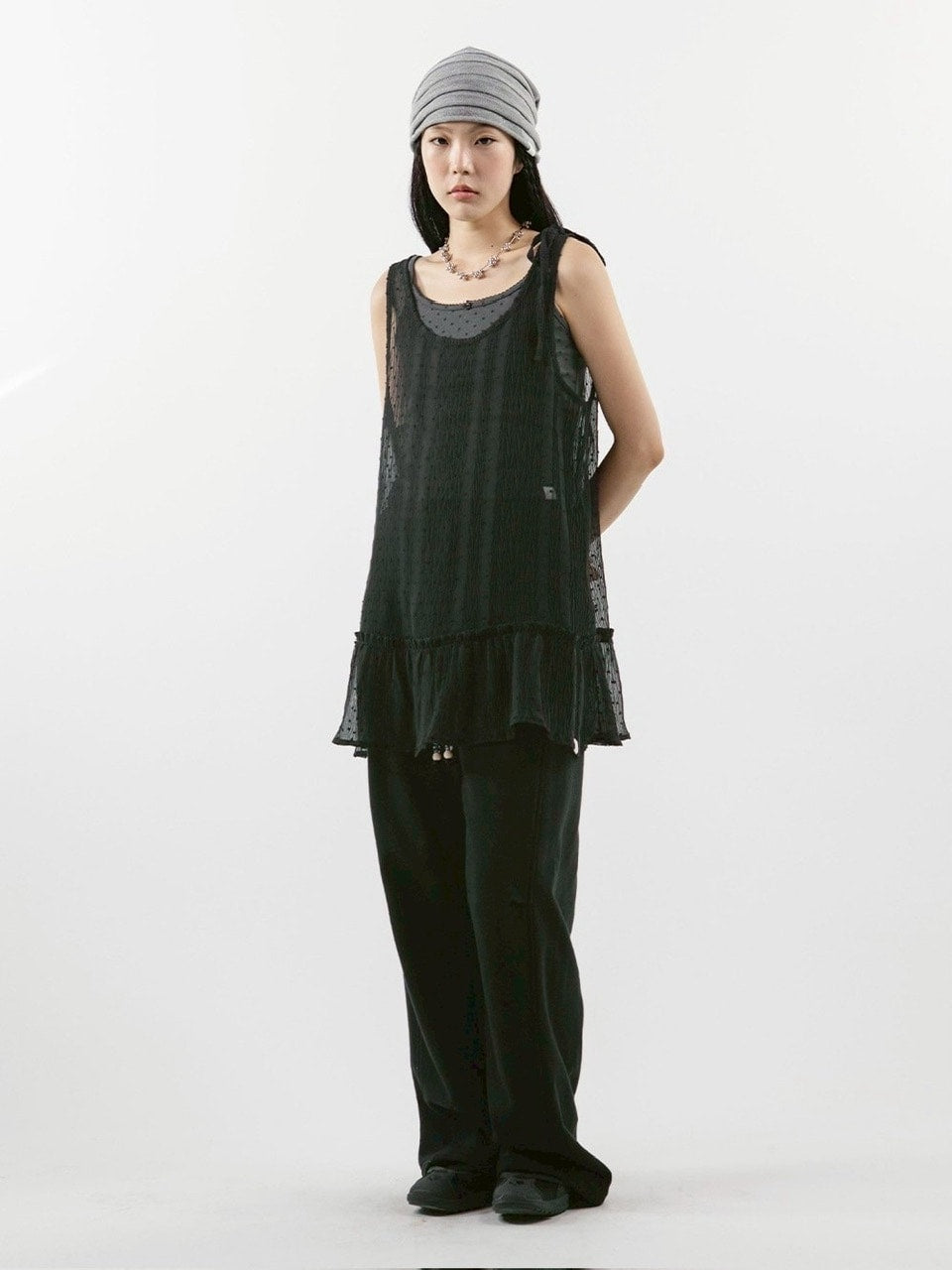 【TUOMIO】FRILL LAYERED DOT DRESS / 【トゥオミオ】フリルレイヤードドットワンピース