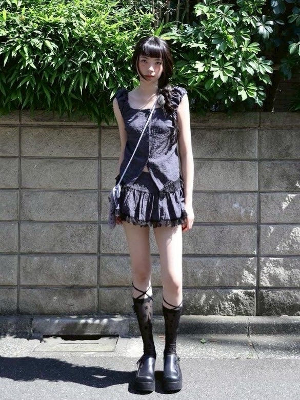 【Uglyshadow】CHECK SHIRRING BLOUSE / 【アグリーシャドウ】チェックシャーリングノースリーブブラウス