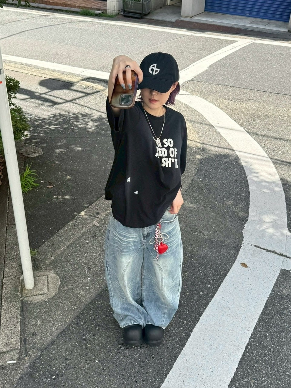 受注制【Chikashitsu +】dirty wash logo half sleeve t-shirt / 【チカシツプラス】ダーティウォッシュロゴ半袖Tシャツ (2color)