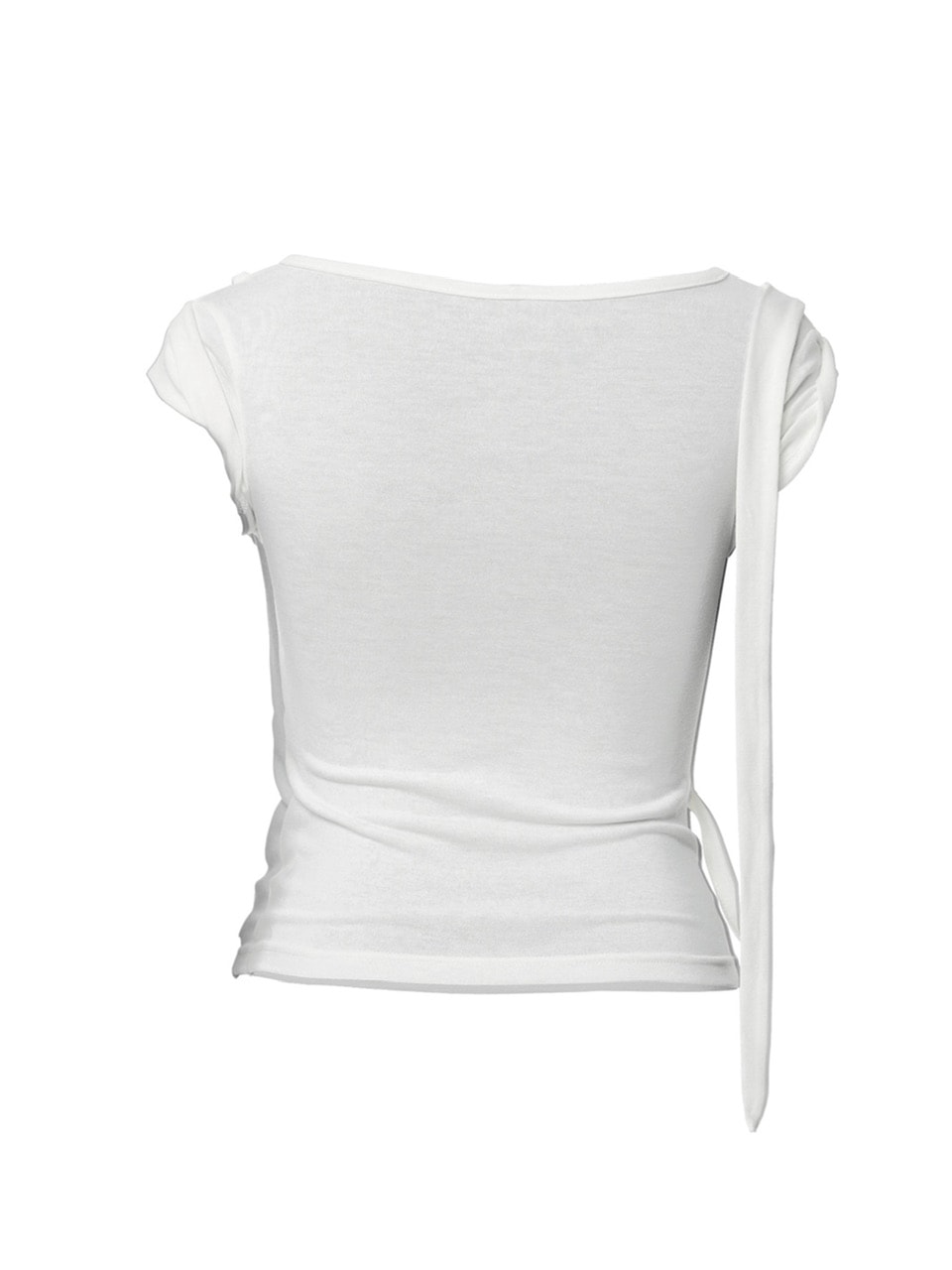 【FLAREUP】Asymmetrical Draped Strap Roll-Up T-Shirt