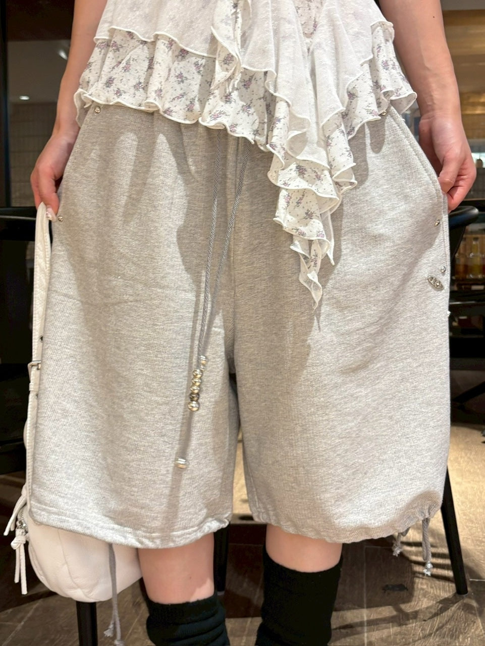 【CHERRYQUIRI】stud twinkle jogger bermuda pt