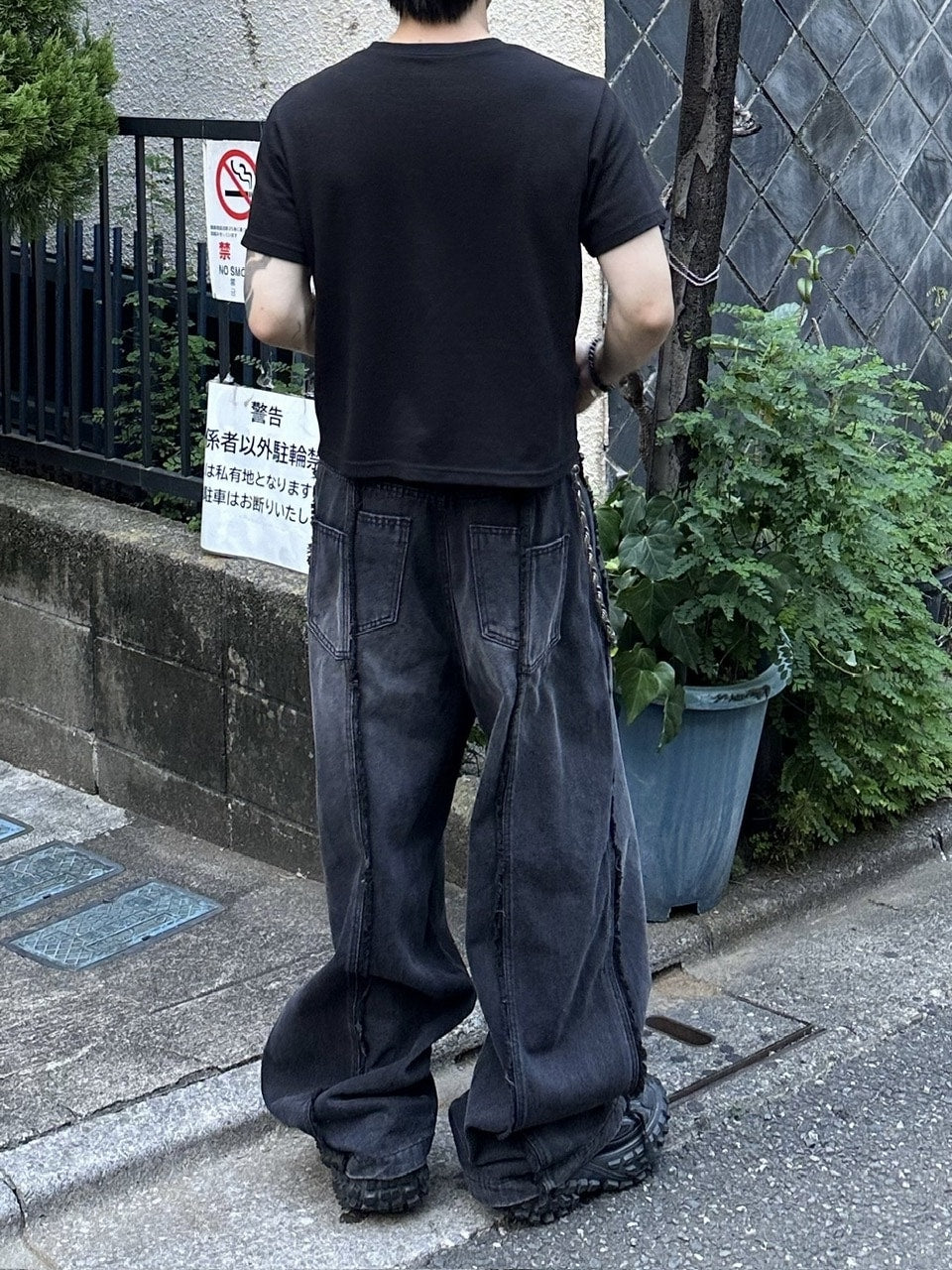 大阪店WEB限定受注制【Chikashitsu +】 fringe wide denim pants / 【チカシツプラス】フリンジワイドデニムパンツ