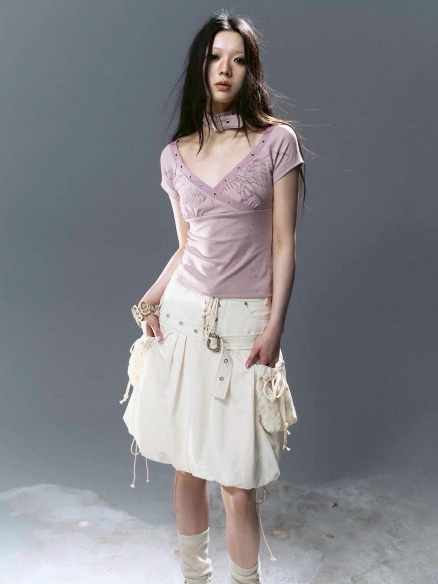 【Cest Nous】Petal Skirt / 【セヌー】ベルトポケットバルーンスカート