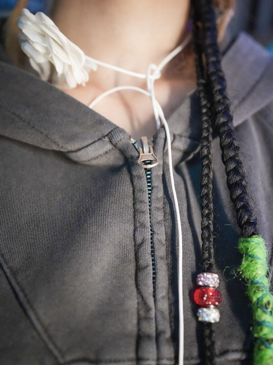 【NMTXU】rhinestone design zip parka / 【エヌエムティーエックスユー】ラインストーンデザインダブルジップパーカー