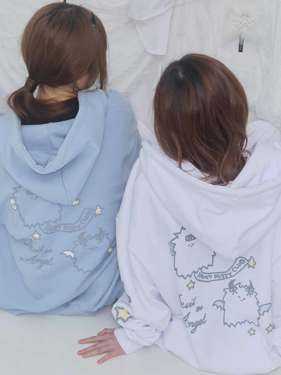 【FANCY X DUSTY】DEVIL & ANGEL PRINTED HOODED ZIP-UP / 【ファンシー X ダスティ】デビル＆エンジェルプリントフードジップパーカー