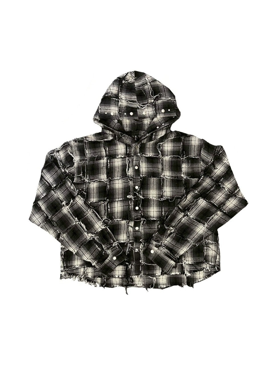 【DIG YOUR OWN GRAVE】PATCHWORK HOODY SHIRTS /【ディグユアオウングレイブ】パッチワークフードチェックシャツ