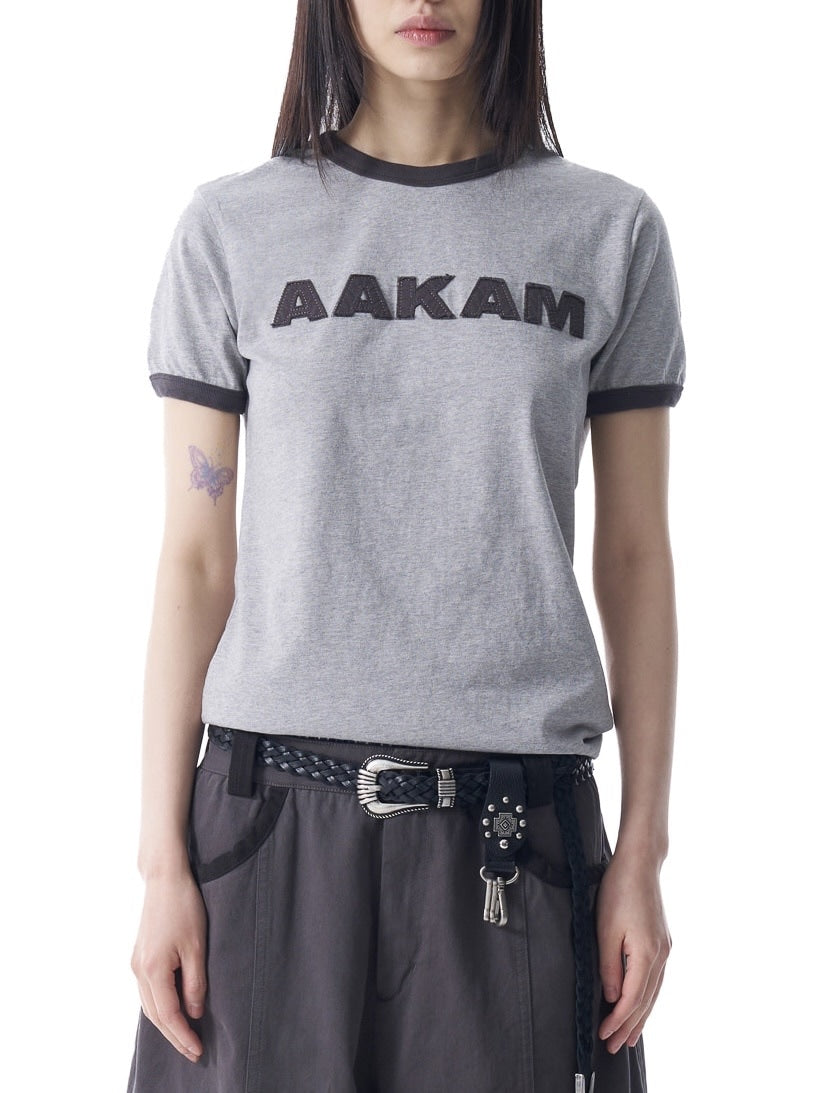 【AAKAM】Logo Patch Ringer Top