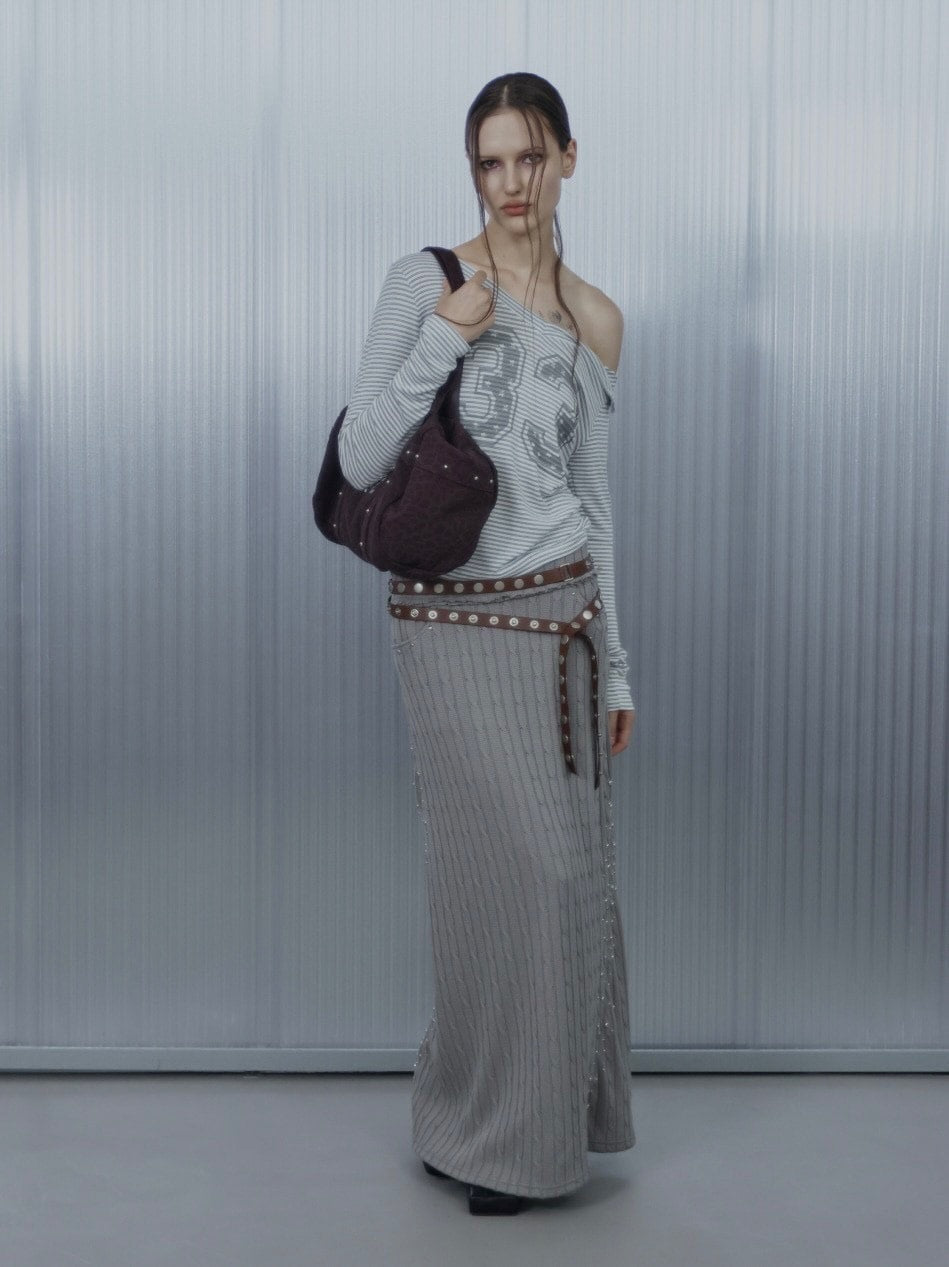 【SETUP‐EXE】33 STRIPE V-NECK TOP / 【セットアップエグゼ】33ストライプ長袖Ｖネック長袖Ｔシャツ