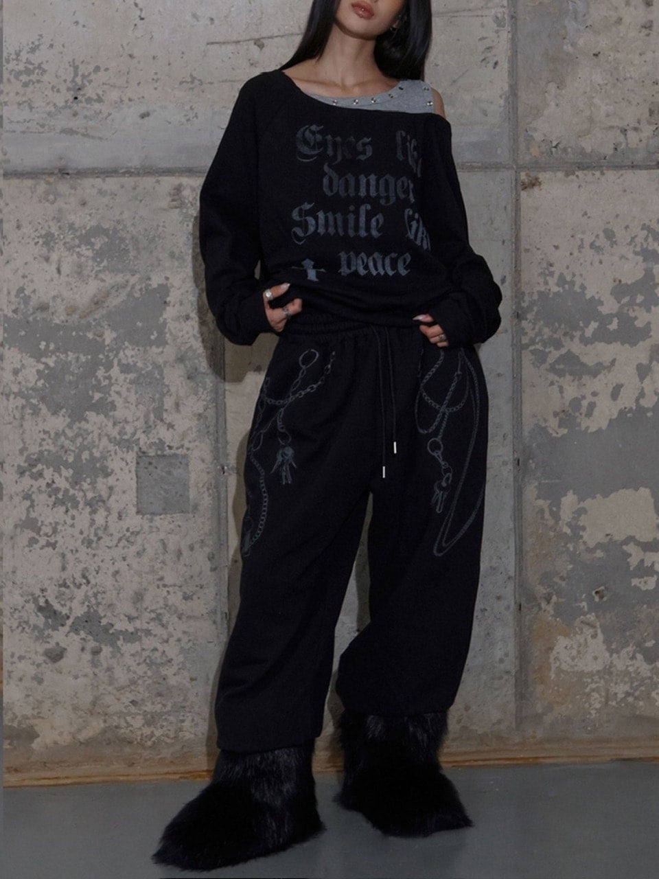 【FANCY CLUB】KEYCHAIN EYELET SWEATPANTS / 【ファンシークラブ】キーチェーンアイレットスウェットパンツ