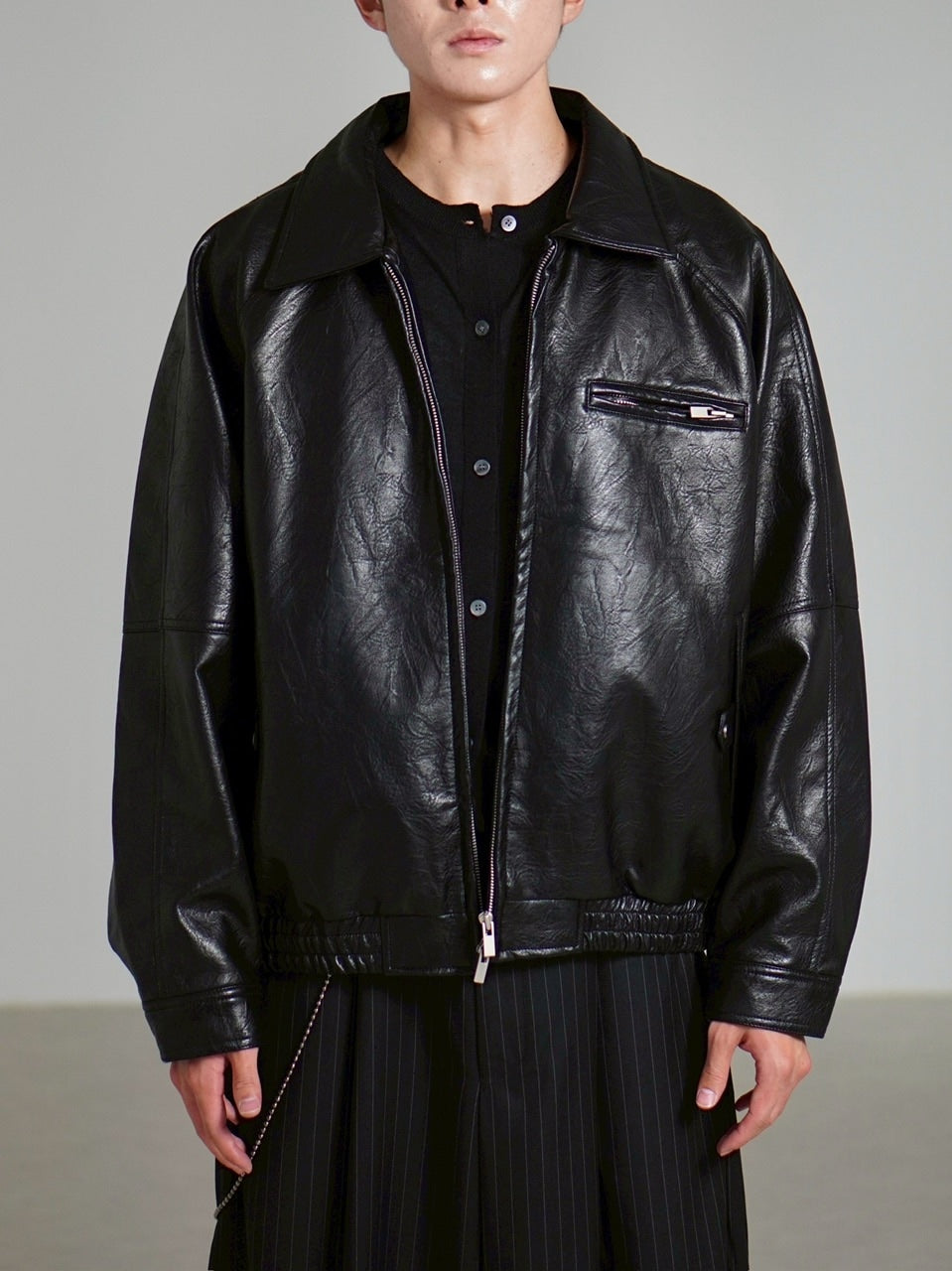 受注制【Chikashitsu +】bomber synthetic material jacket / 【チカシツプラス】ボンバーシンセティックマテリアルジャケット (2color)