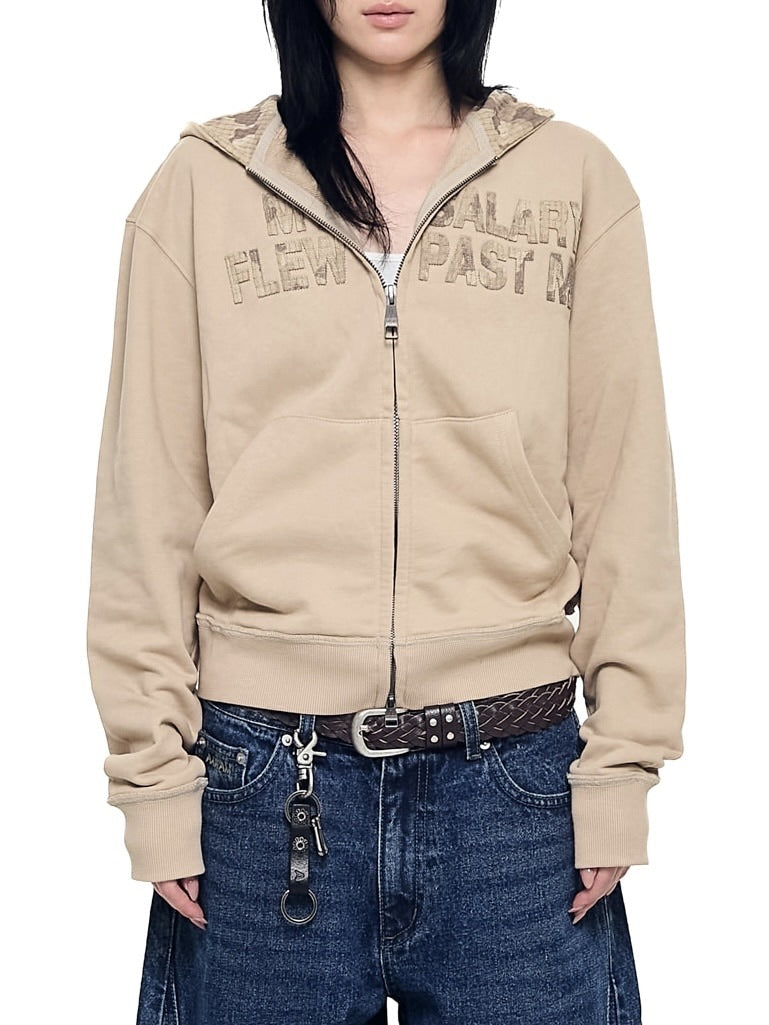 【AAKAM】Contrast Patch Zip-Up Hoodie