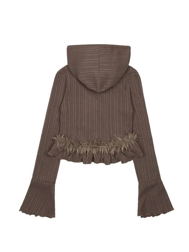 【NOT KNOWING】Hairy Fur Hood Cardigan / 【ノットノーイング】ヘアリーファーフードカーディガン