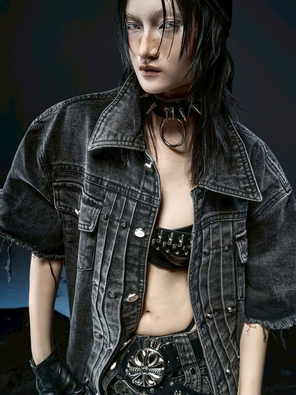 1/2 20:00再販【RICH】Knight Wide Waxed Shirt / 【リッチ】クロスバック半袖デニムシャツ