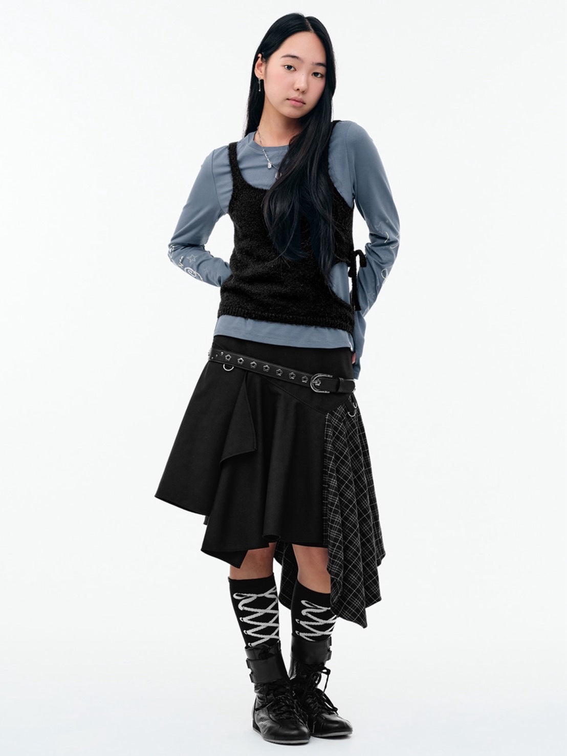 【TUOMIO】LAYERED ASYMMETRIC SKIRT / 【トゥオミオ】レイヤードアシンメトリースカート