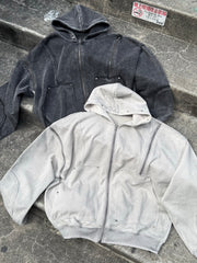 【Never mind the XU】studs washing zip up hoodie / 【ネバーマインドザエックスユー】スタッズウォッシングジップパーカー