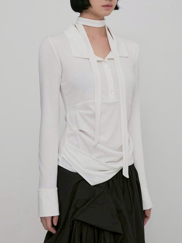 【FLAREUP】Asymmetrical Draped Shirt / 【フレアアップ】アシンメトリードレープシャツ