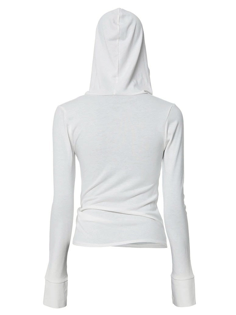 【FLAREUP】Asymmetrical Draped Hoodie / 【フレアアップ】アシンメトリードレープフードロングTシャツ