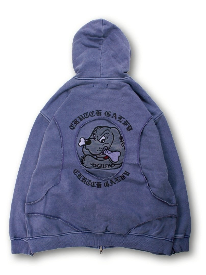 GALFY QUEST 犬刺繍 グレー パーカー 中古・古着通販】GALFY (ガルフィー) プルオーバーパーカー グレー