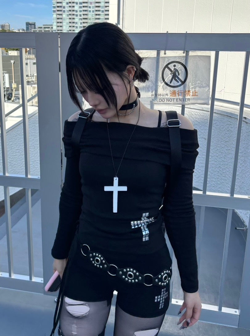 受注制【nmtc +】cross off shoulder long sleeve / 【エヌエムティーシープラス】クロスオフショルダー長袖Tシャツ (3color)