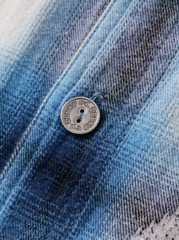 【The Boy Has No Patience】Saint Irregular Hot Diamond Plaid Shirt / 【ザボーイハズノーペーシェンス】ラインストーングラデーション長袖チェックシャツ