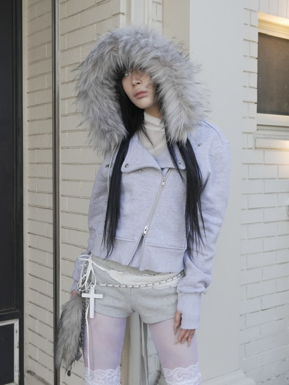 12/20 20:00発売【NOT KNOWING】RIDER FUR HOOD ZIP UP /【ノットノーイング】ライダーファーフードジップアップスウェット