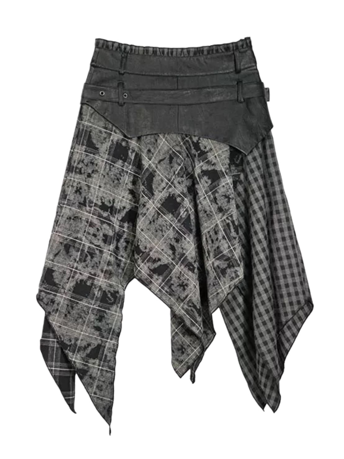 【Cest Nous】Belted Plaid Skirt / 【セヌー】ベルトアシンメトリースカート