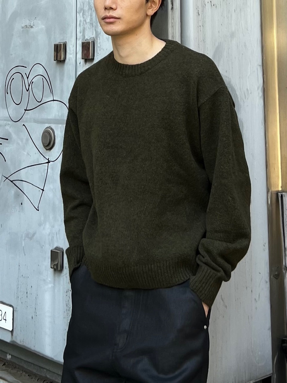 東京店WEB限定受注制【Chikashitsu +】soft touch crew neck knit / 【チカシツプラス】ソフトタッチクルーネックニット (6color)