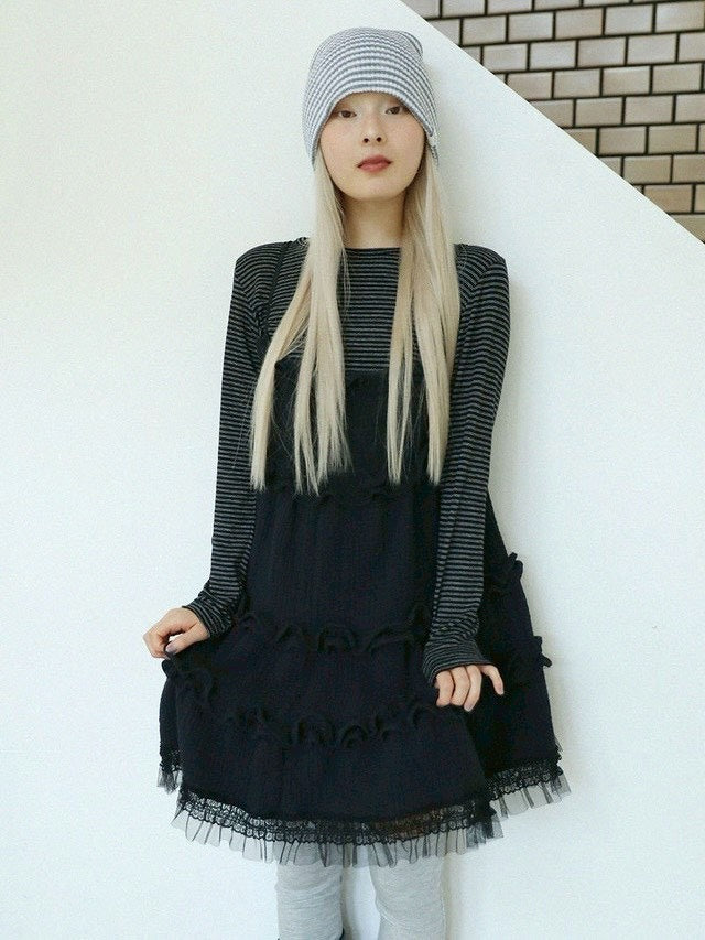 12/21 20:00 発売【Uglyshadow】THIN STRIPED T-SHIRT