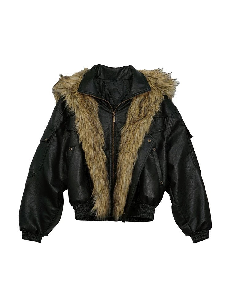 【Cest Nous】Oversize Fur collar Jacket / 【セヌー】オーバーサイズファーカラーコーティングジャケット